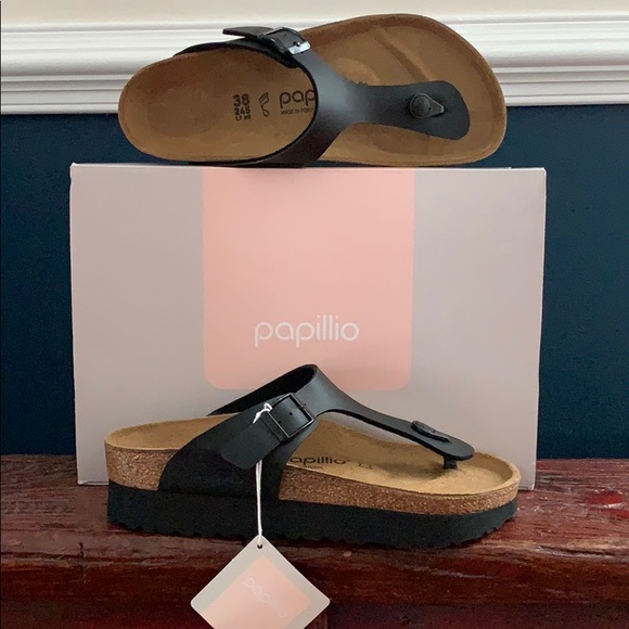 BIRKENSTOCK PAPILLIO Gizeh Platform Black Sandals - Picture 2 of 8